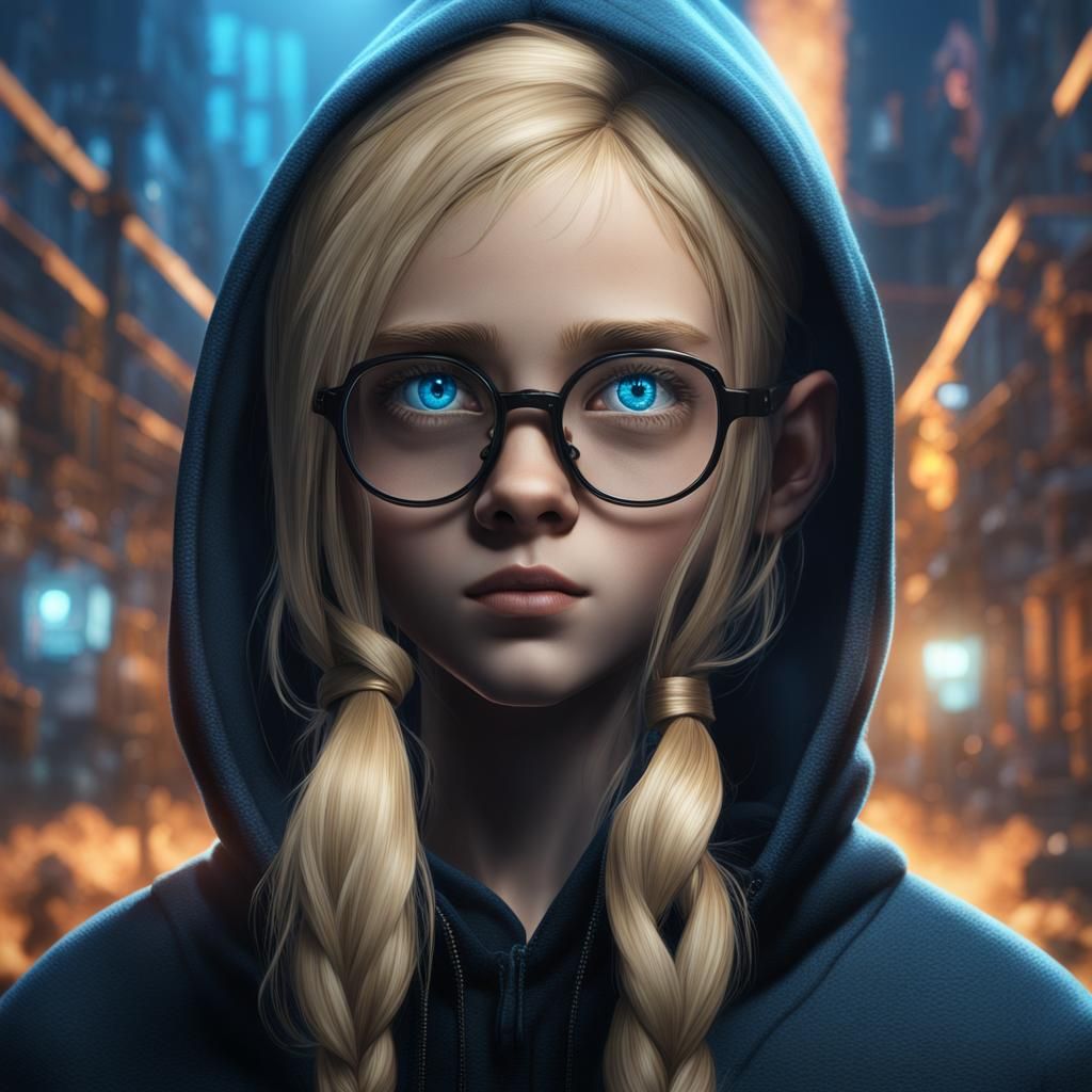 Blonde Child with Blue Eyes in Detailed Digital Painting