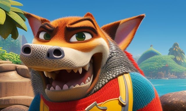 Anthropomorphic Alligator in Hawaiian Shirt, Artgerm Style