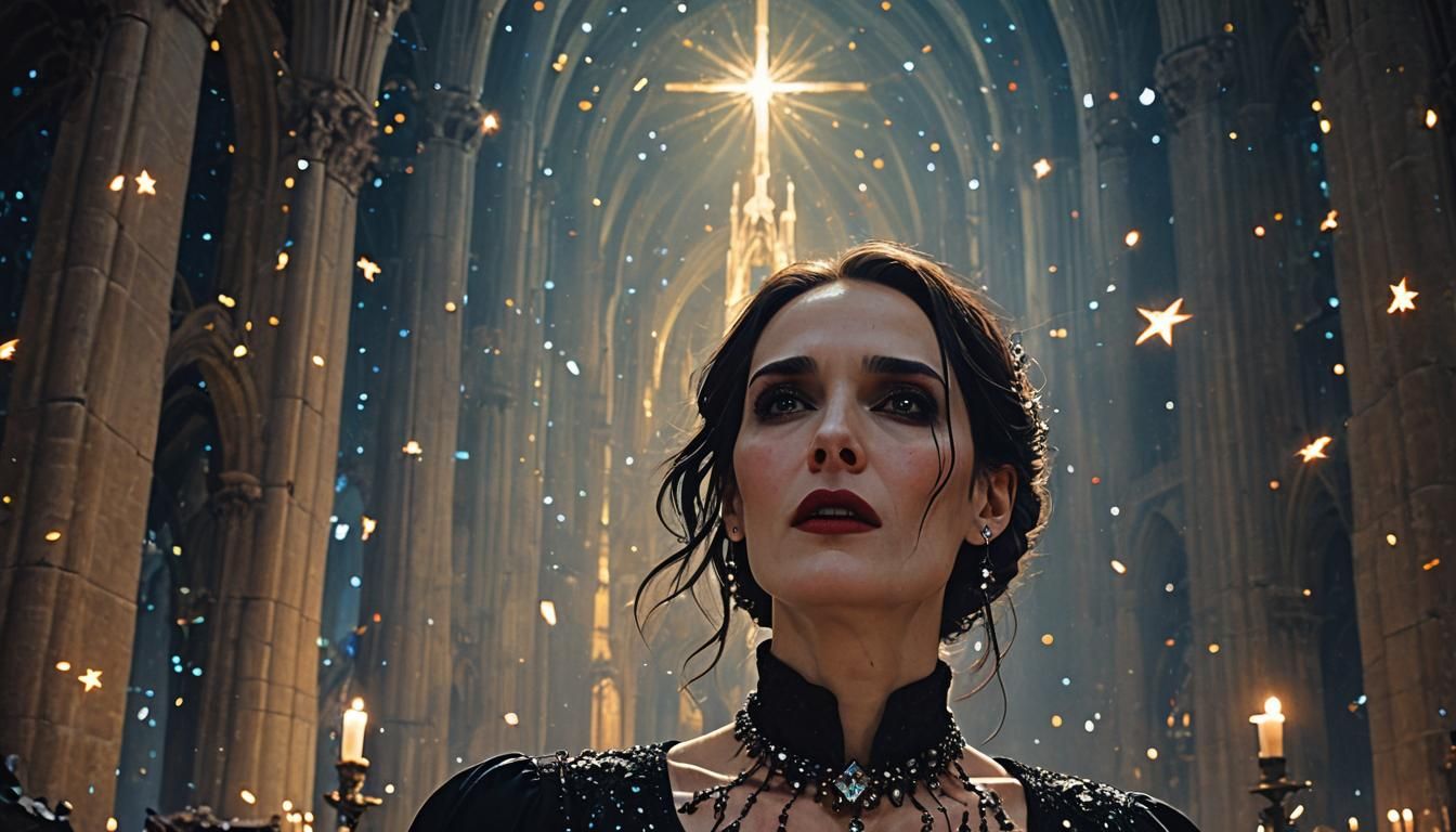 Gothic Fantasy Dancer in Starry Cathedral