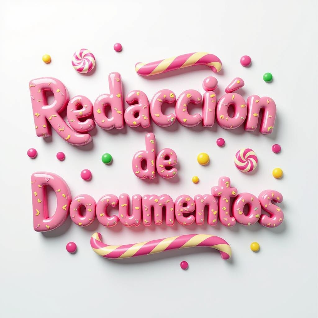 3D Text "REDACCION DE DOCUMENTOS" in Pink Candy Embroidery S...