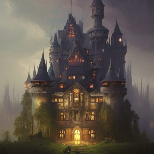 Whimsical Castle Dark Fantasy Concept Art