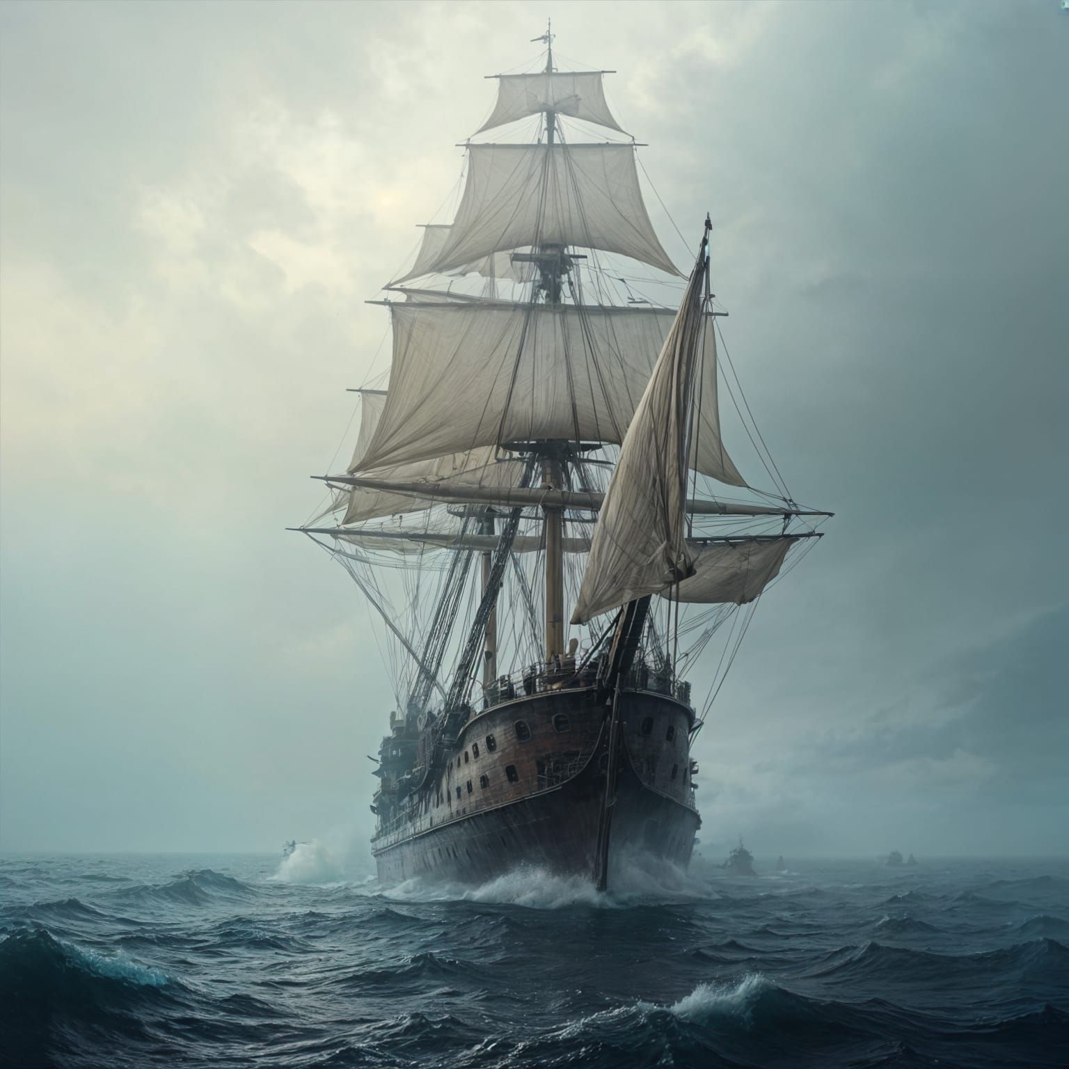 Sailors Prepare for Battle on HMS Victoria in a Misty Ocean ...