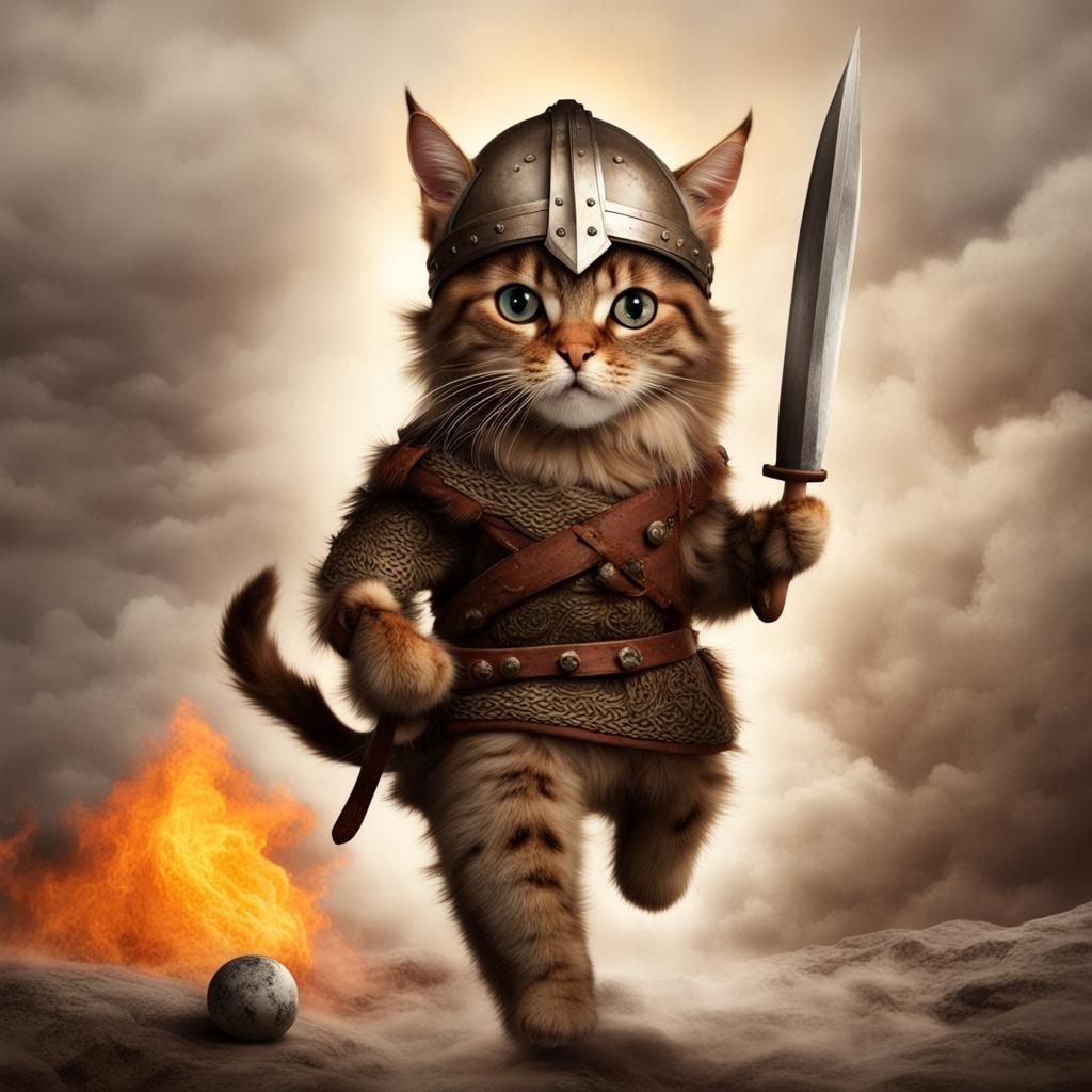 Ragnar - Viking Cat - Proud of His Attack