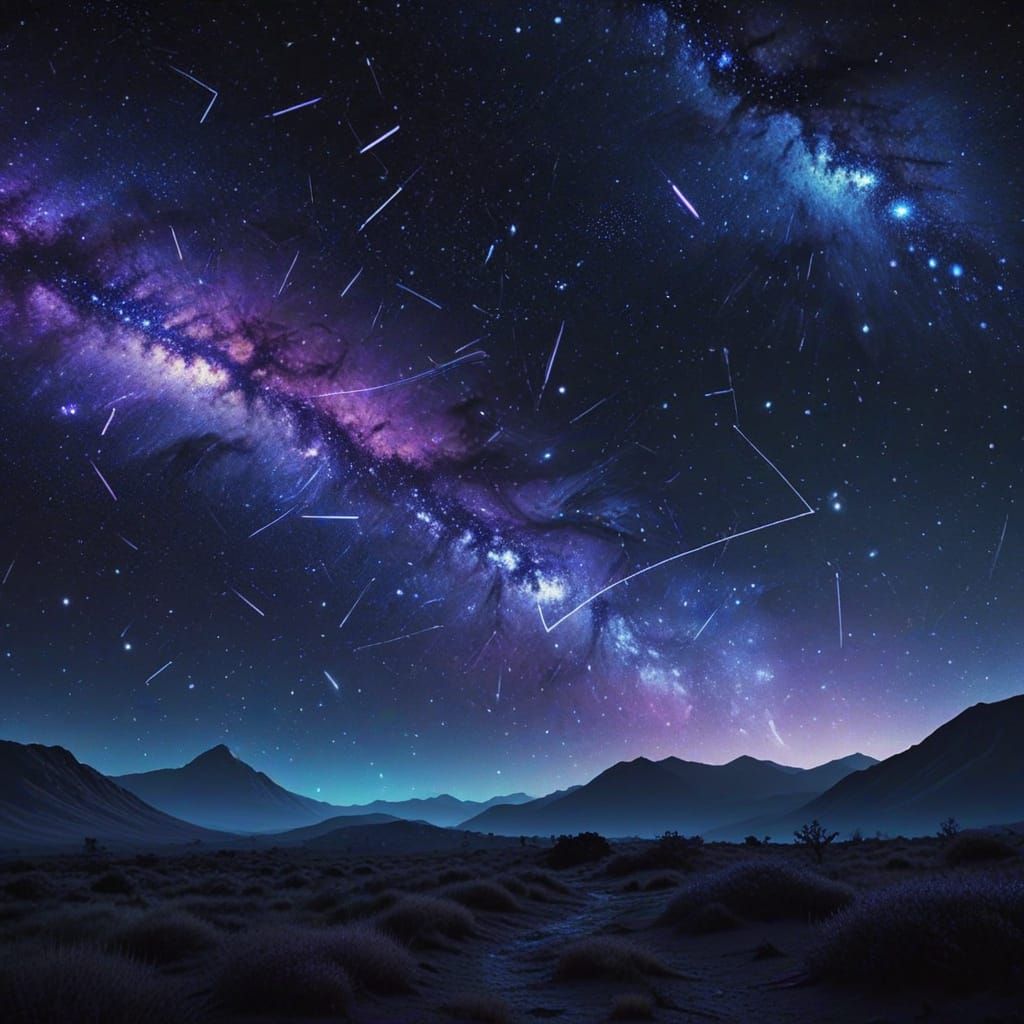 Vibrant Constellations and Galaxies in Night Sky