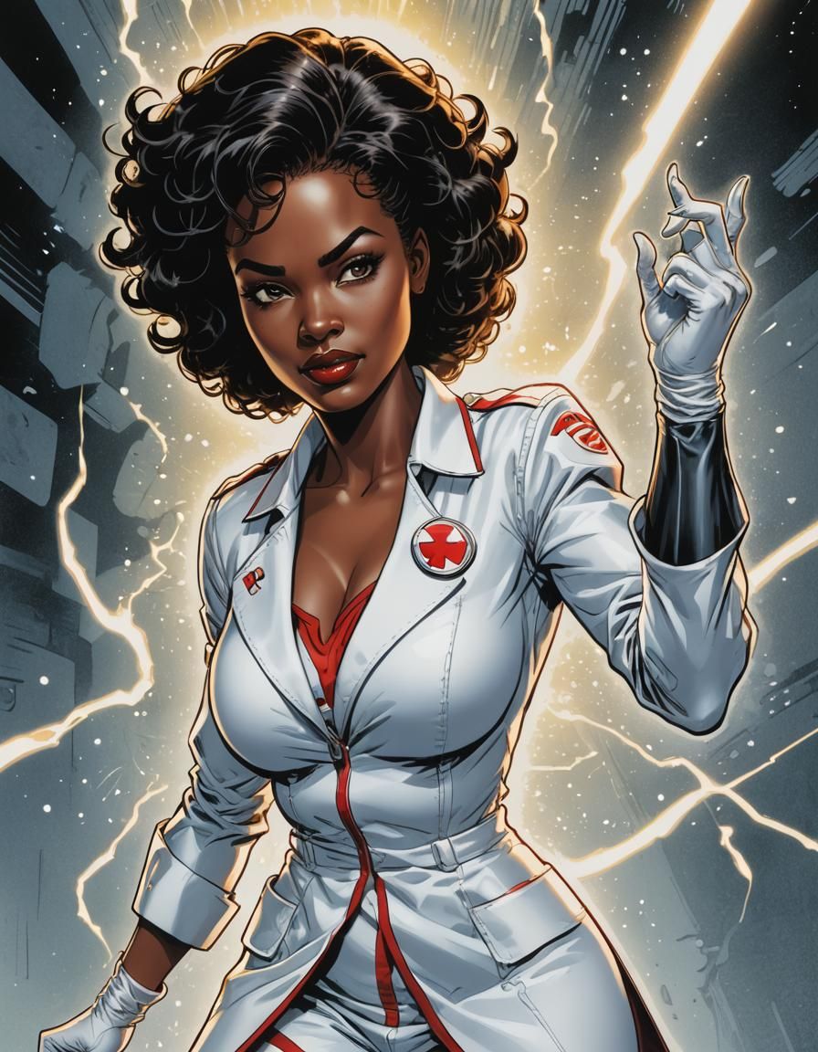 Wonder Nurse: African Superhero in Comics Art Style