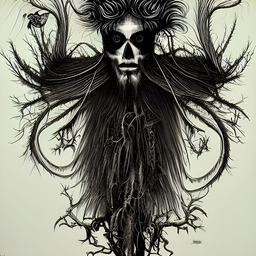 Bearded Bird in Free Flight: Spooky Intricate Art