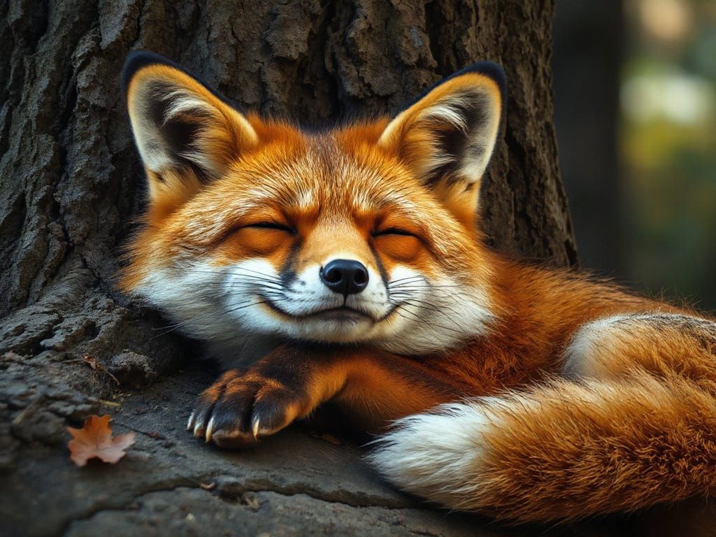 Relaxing Fox in Romanticism Impasto Style