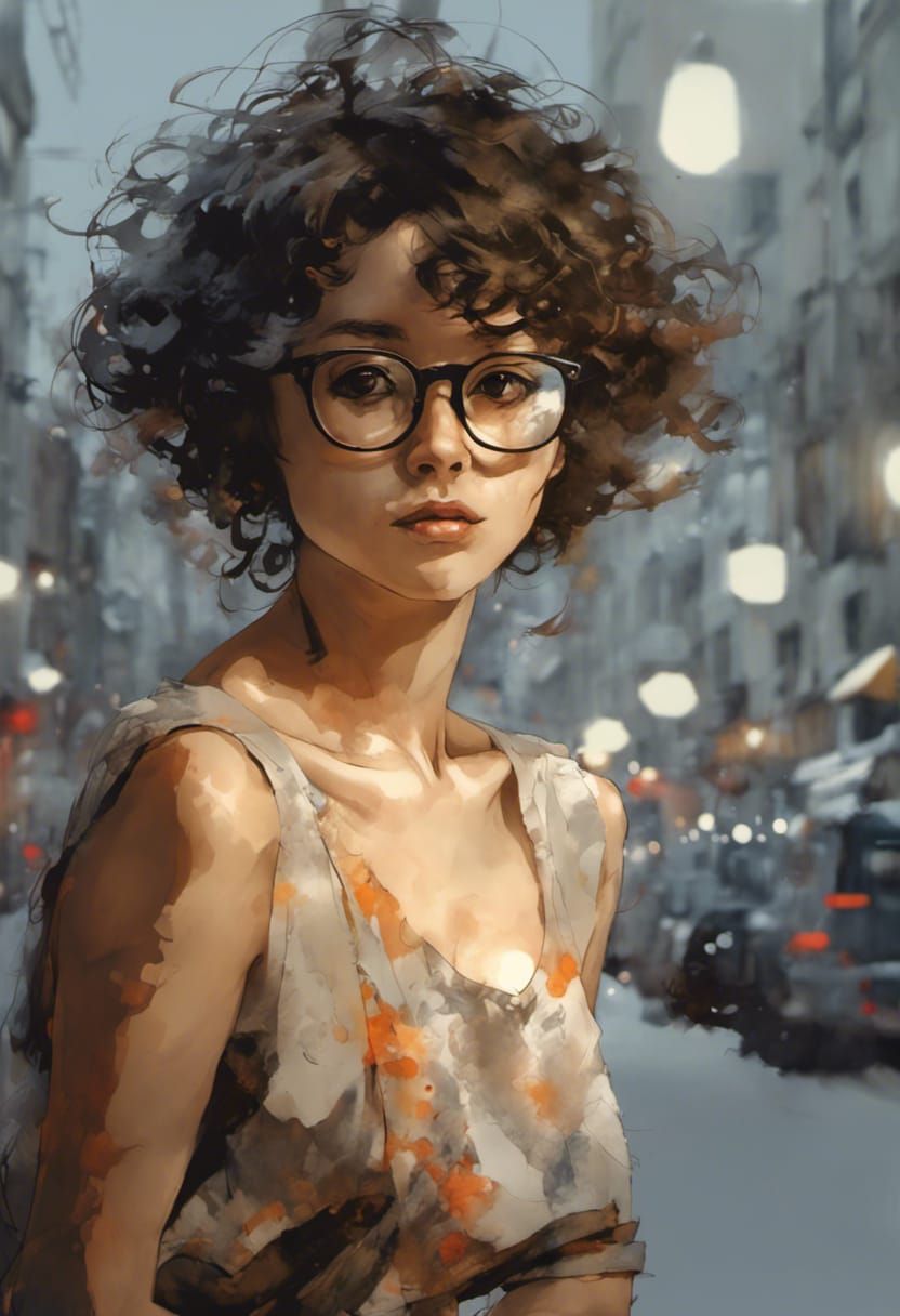 Woman with Glasses in Elegant Digital Art