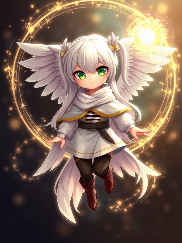 Fantasy Falcon Girl with Magic Circle