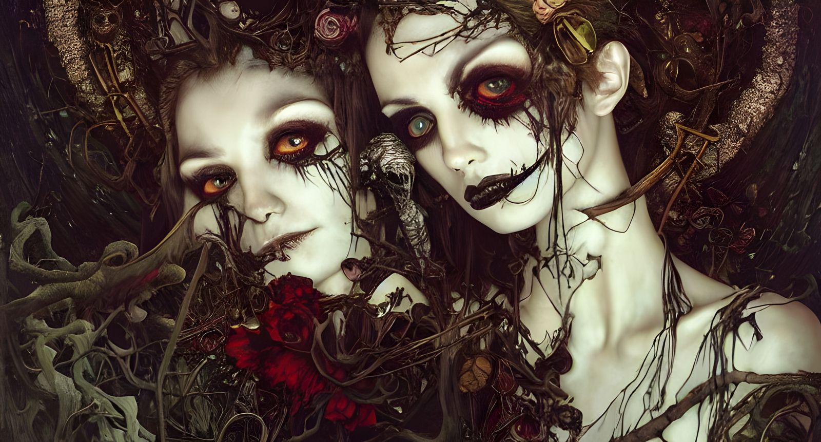 Skeletal Owl Goddess in Decadent Forest