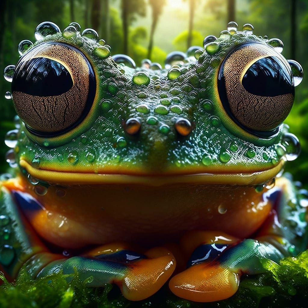 Macro Photo of a Rainforest Frog's Face