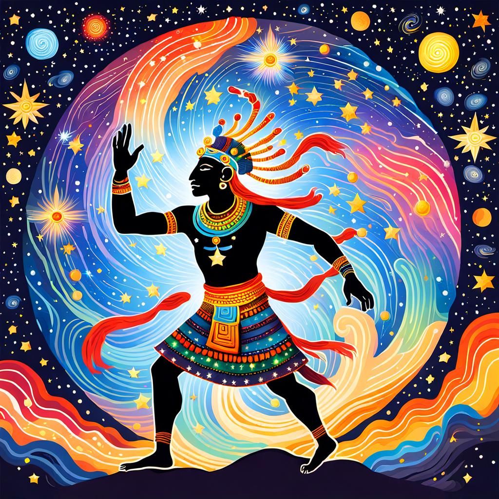 Ancestral Spirit Dancing in Starry Sky