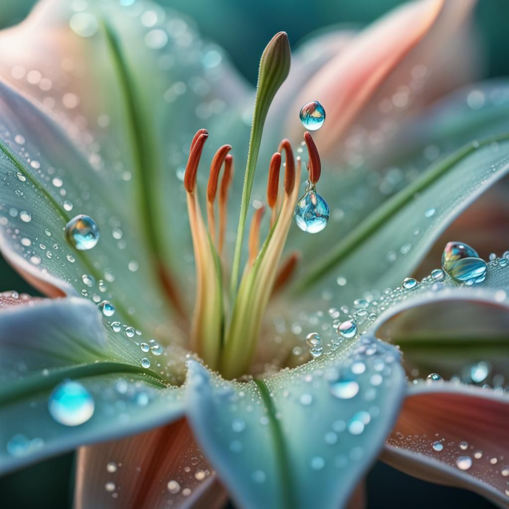 Dew Drops on Lily, Art Brut Photo Illustration