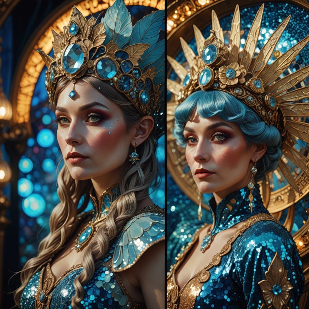 Gnome Showgirl Portrait in Art Nouveau Style