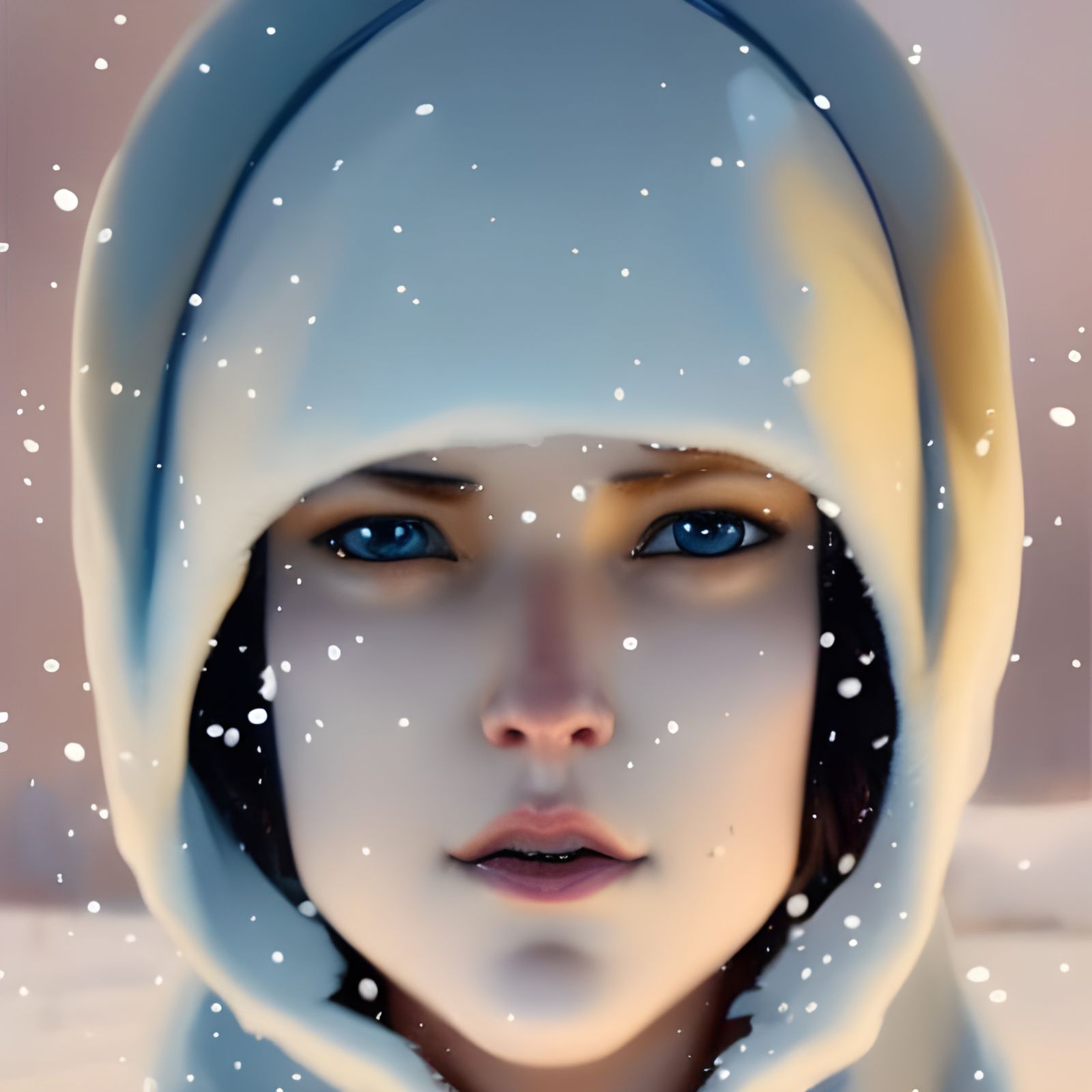 Girl in Snowy Landscape: Digital Painting