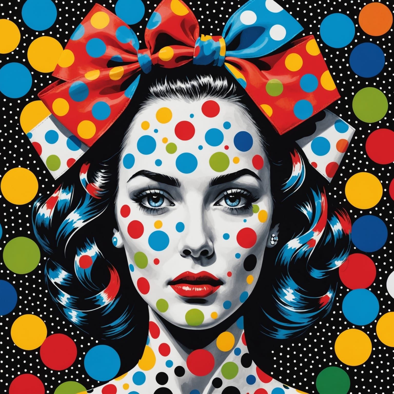 Pop Art Portrait in Polka Dots