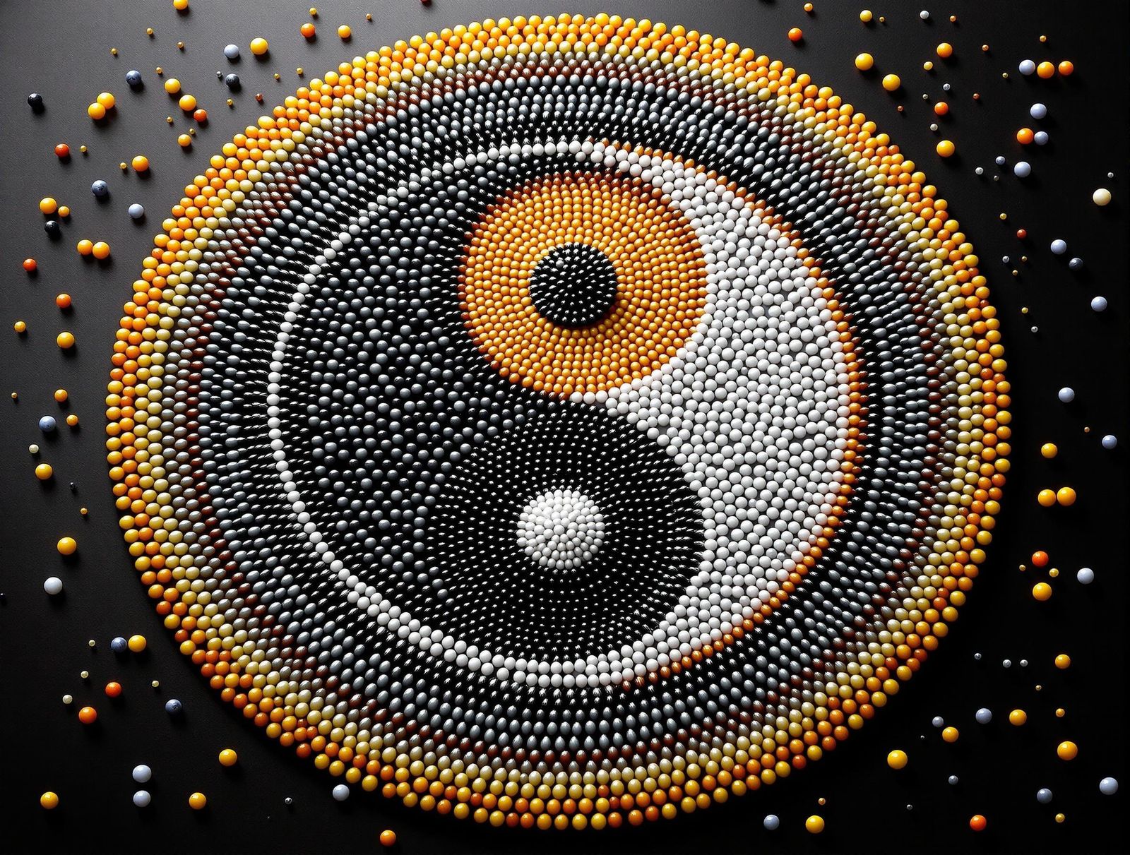 Yin Yang Symbol in Abstract Bead Art