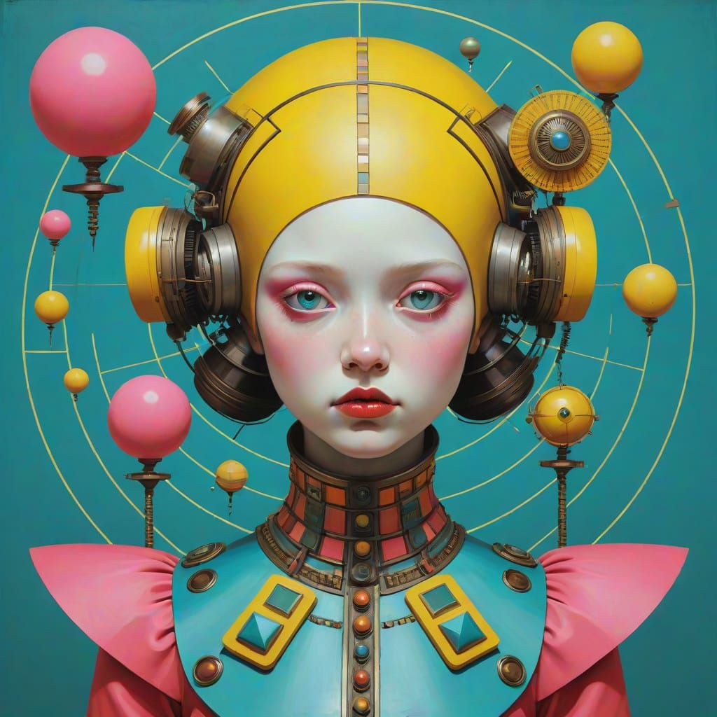 Neonpunk Geometric Abstraction Portrait