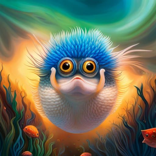 Pufferfish Play Inside an Old Television Aquarium