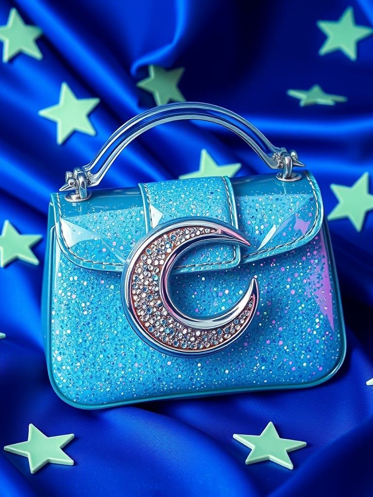 Vibrant 80s Purse in Pastel Hues with Glittery Details