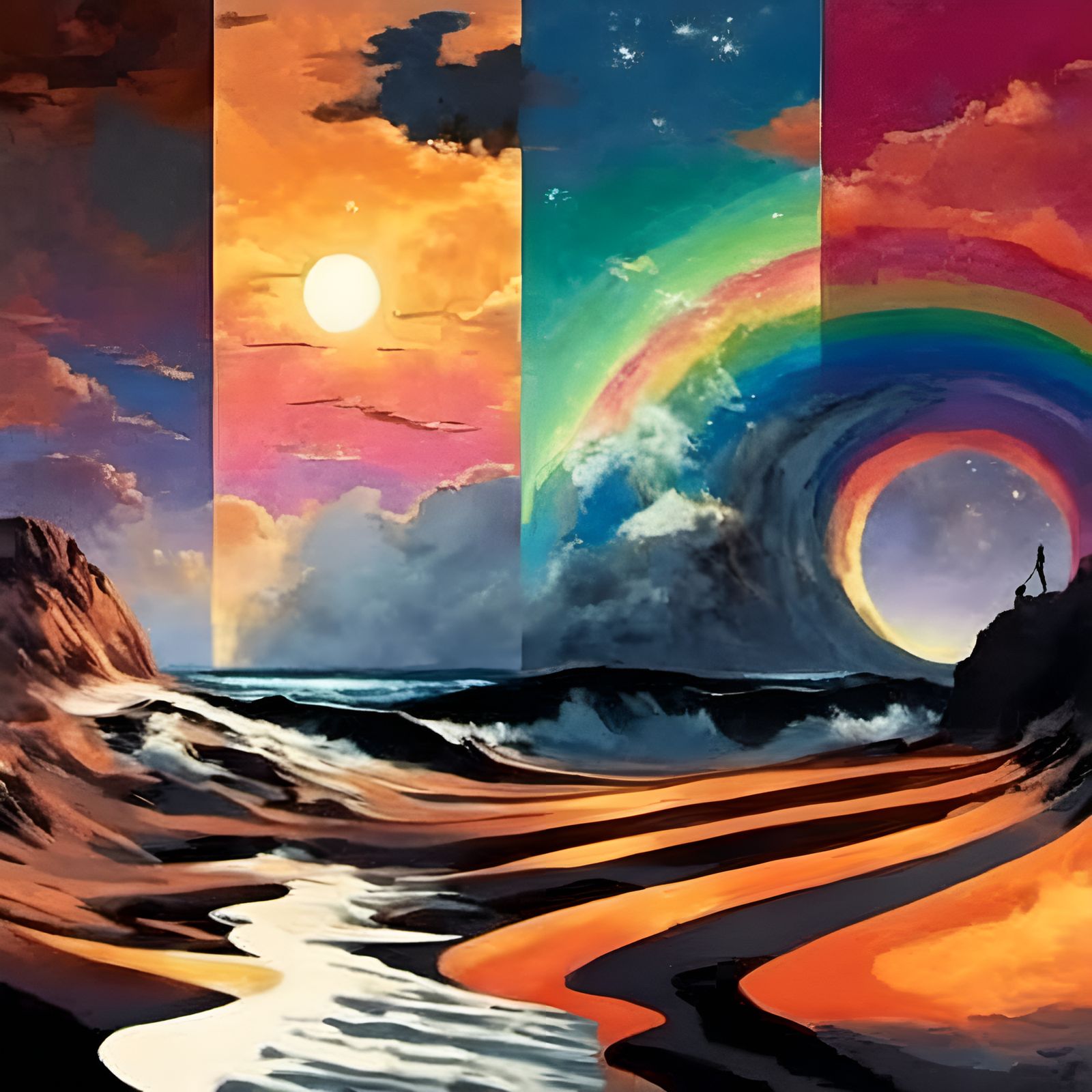 Endless Beach Party Under Starry Rainbow Sky