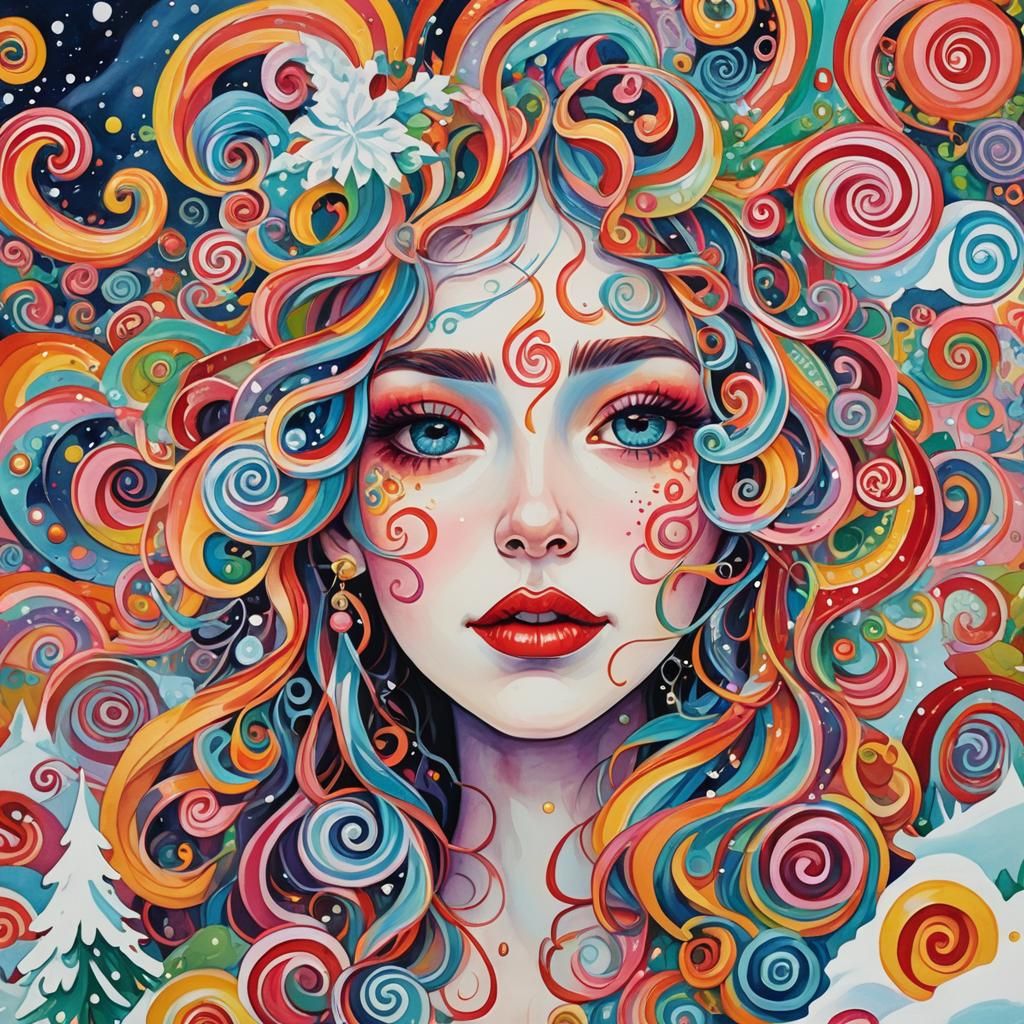Vibrant Candyland Wonderland with Gouache Swirls
