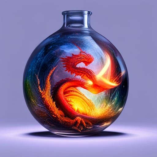 Fiery Dragon Magic Comes Alive in Glass Bottle