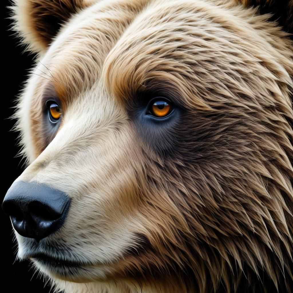 Highland Bear Portrait in Nursery Art Style