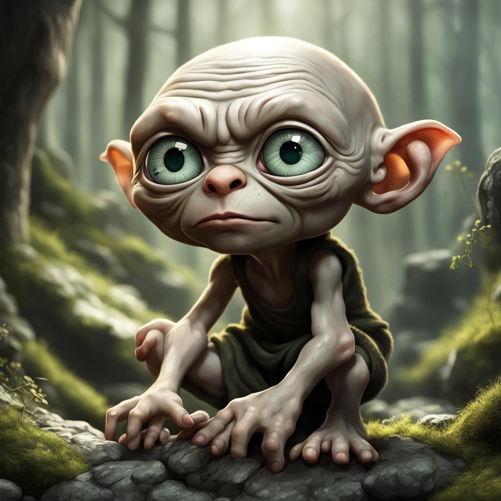Chibi Gollum in the Shire: A Fantasy Portrait