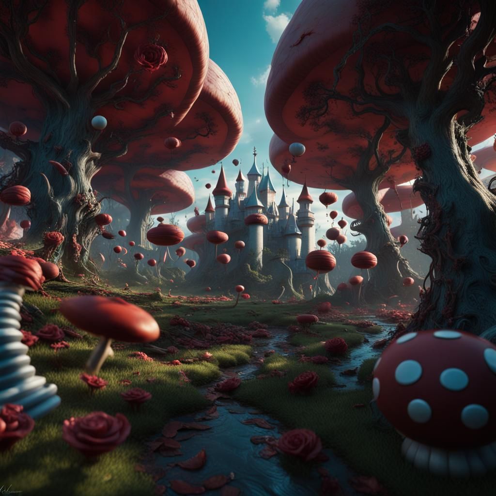 Wonderland Under Attack by Evil Flamingos