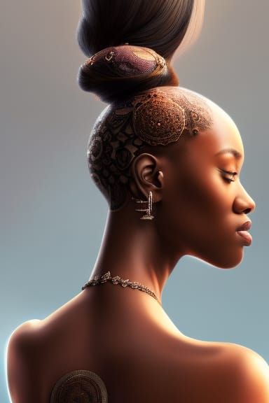 Donut Tattoo: Elegant Portrait in Digital Painting Style