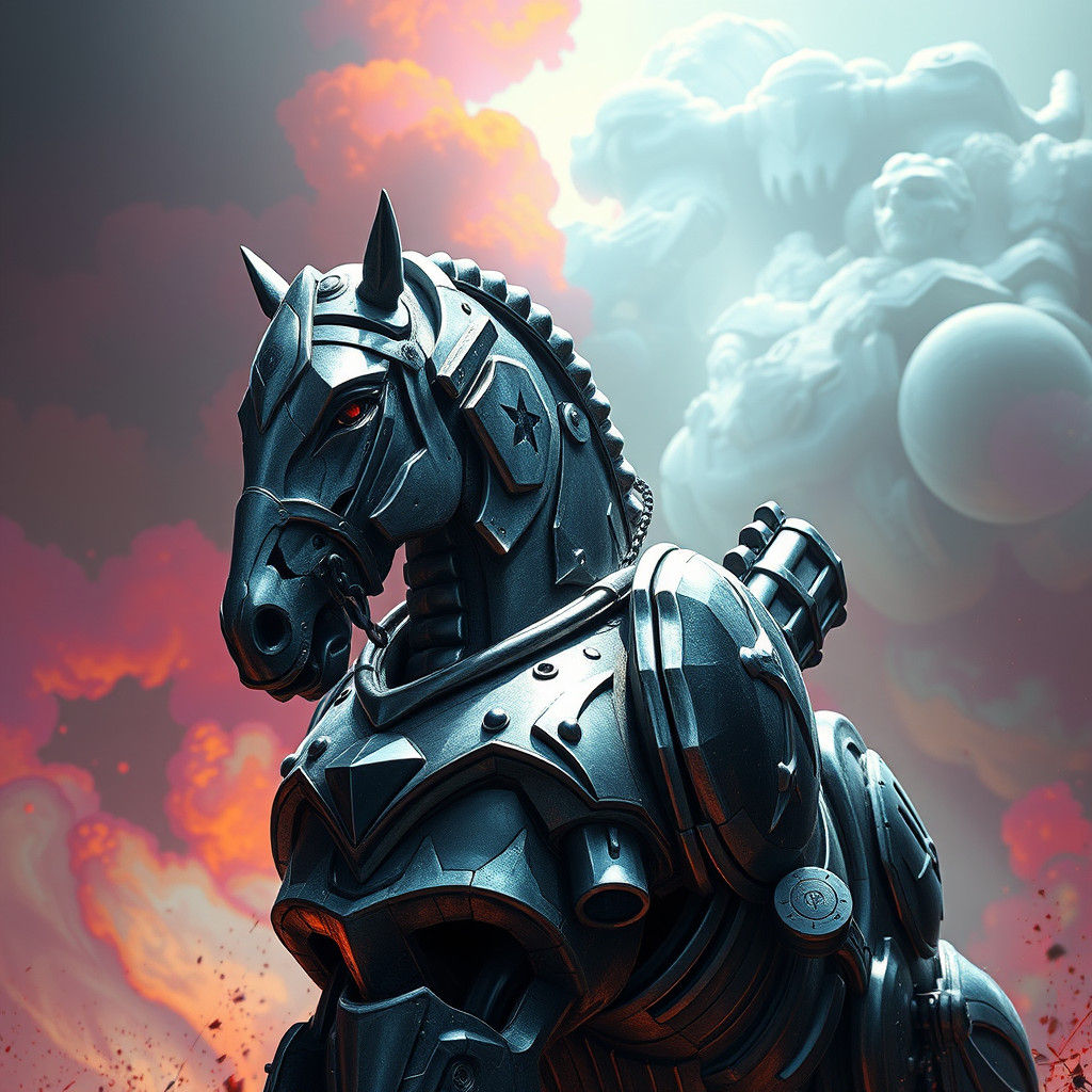 Majestic Horse Knight Mecha in Hyper-Realistic Armor