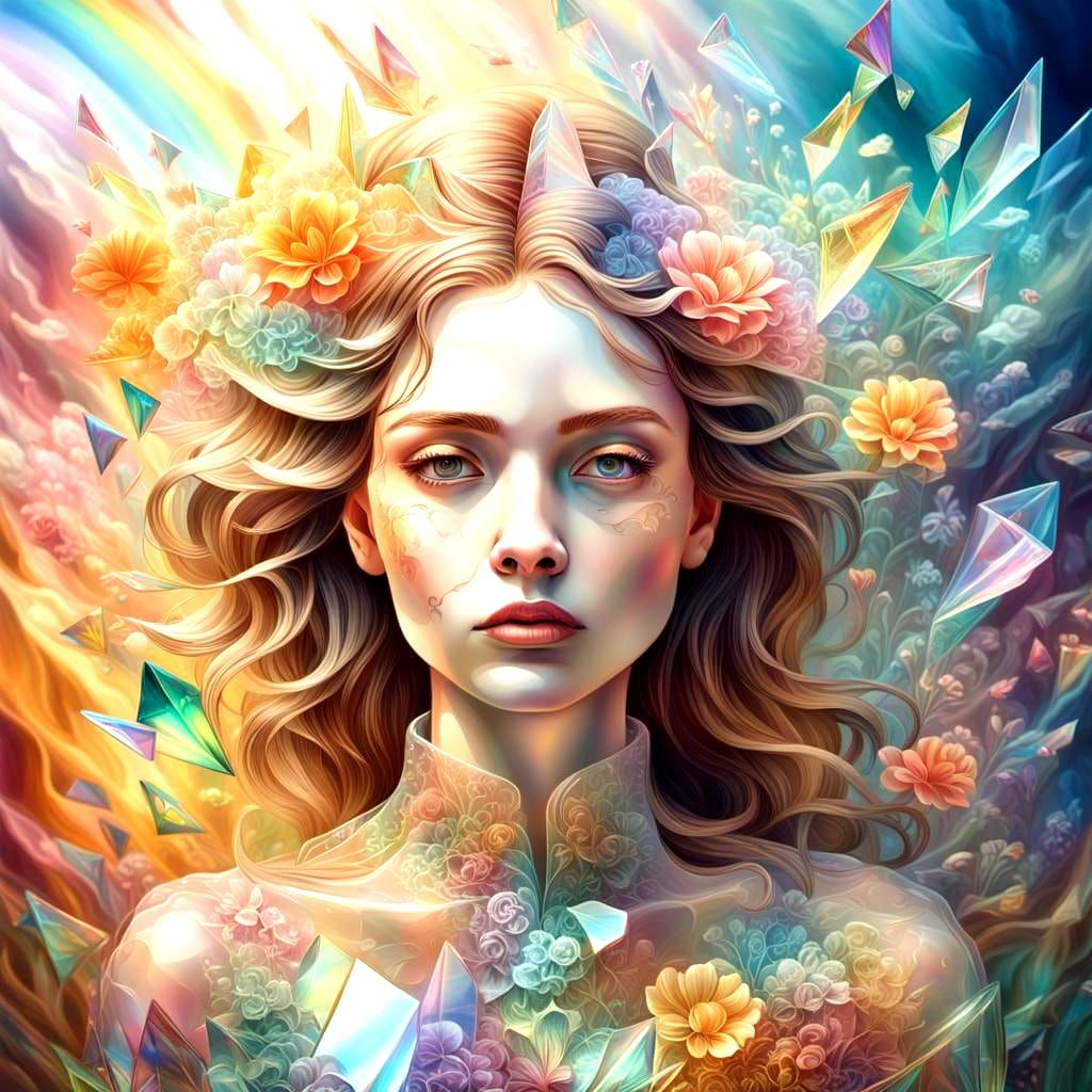 Vibrant Transparent Glass Sculpture of a Woman