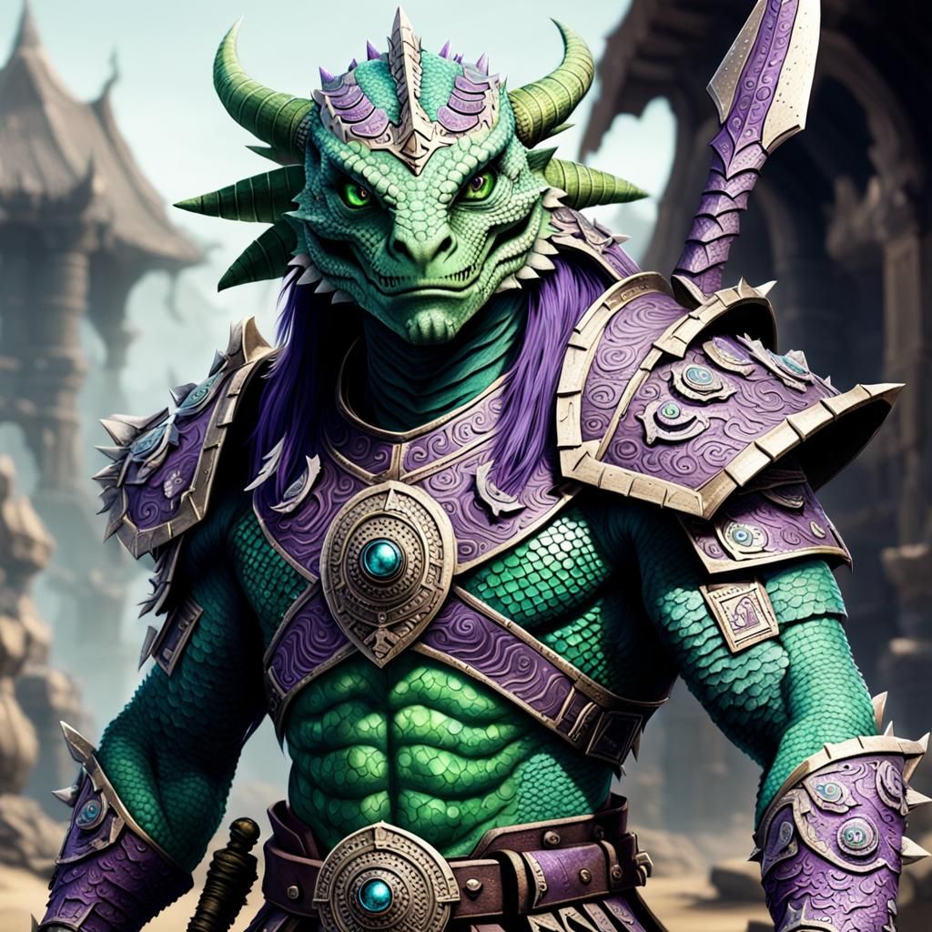 Lizardfolk Warrior in Aztec Armor