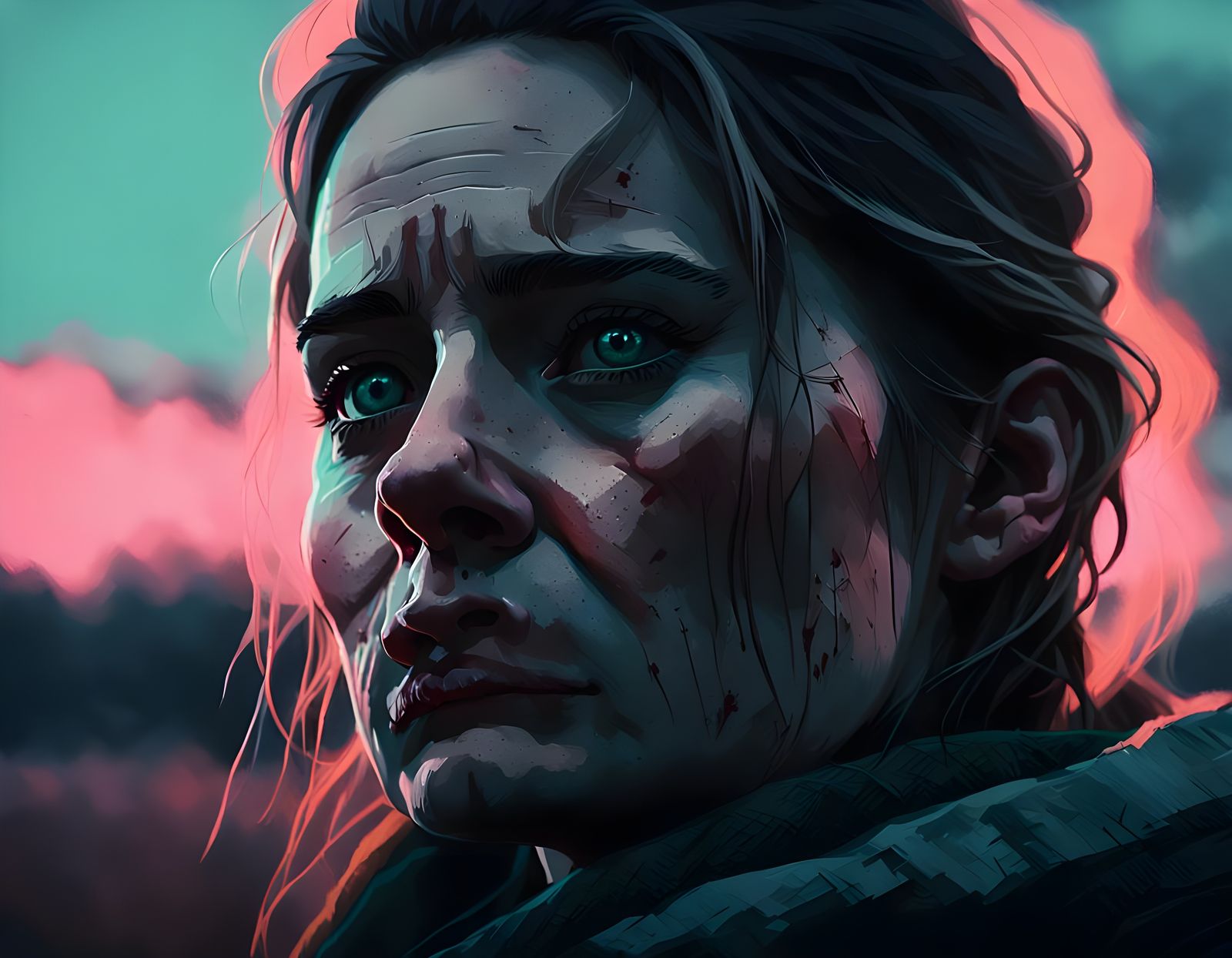 Haunting Cinematic Portrait of a Painful Beauty