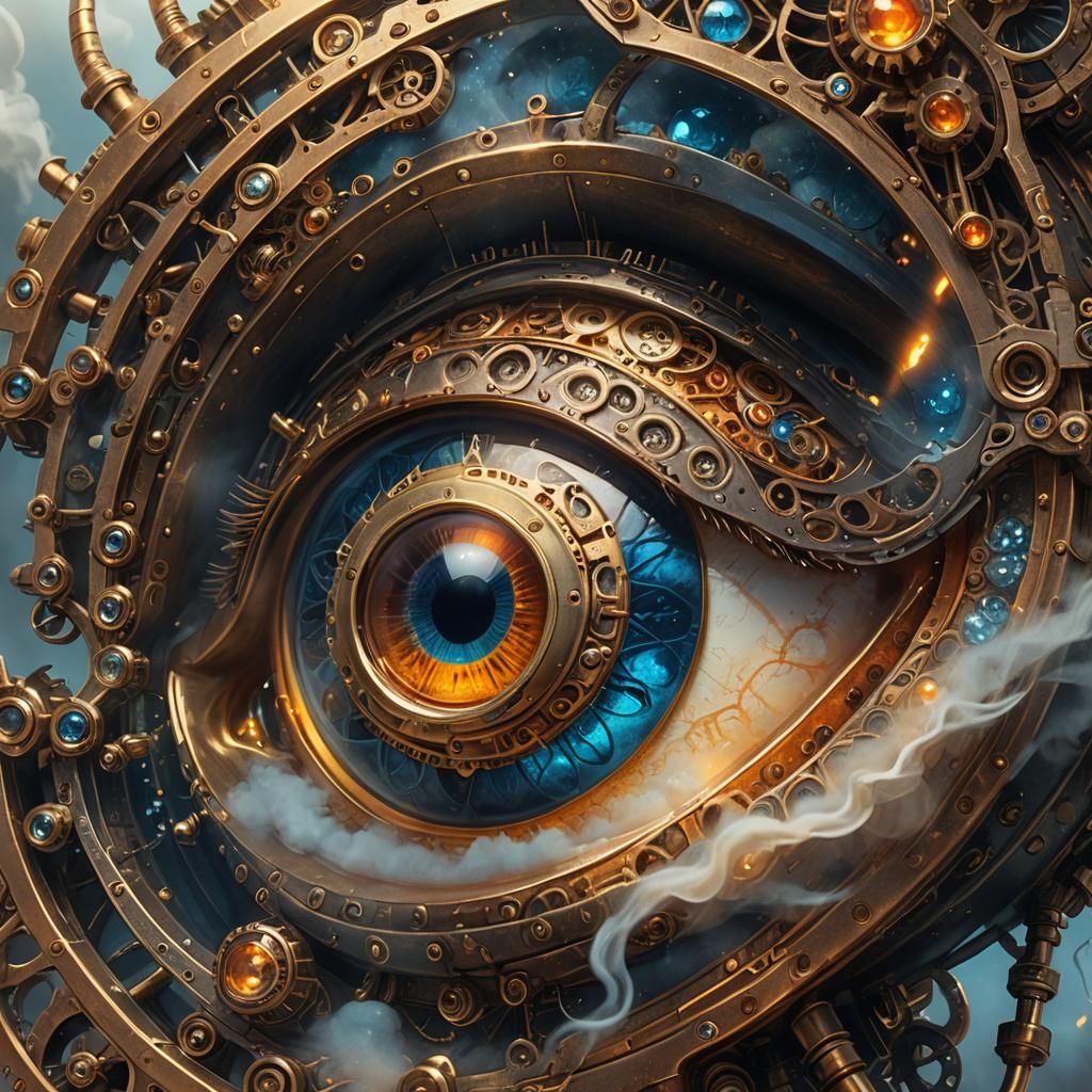 Steampunk Eye Concept Art in Matte Painting Style