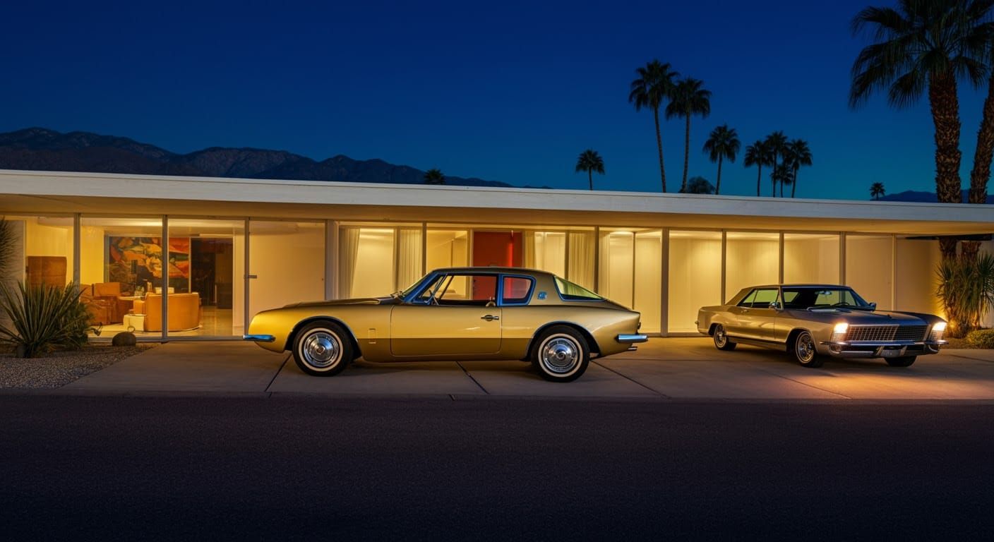 Classic Cars at Mid-Century Modern Home, Palm Springs