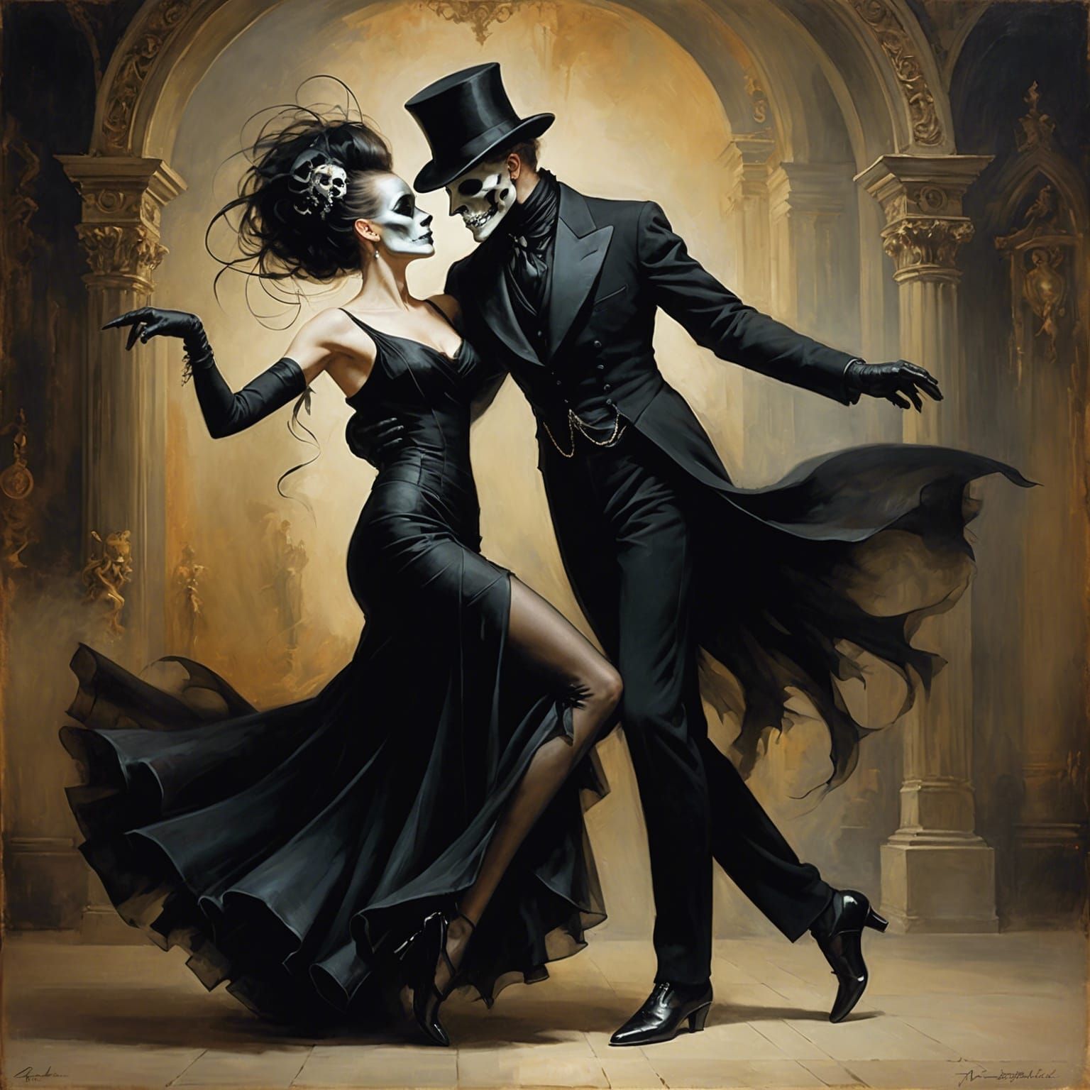 Tango with Death Mask: Surreal Figurative Art