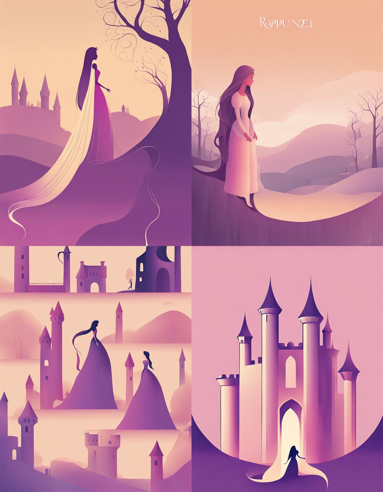 Minimalist Rapunzel Fairytale Illustration