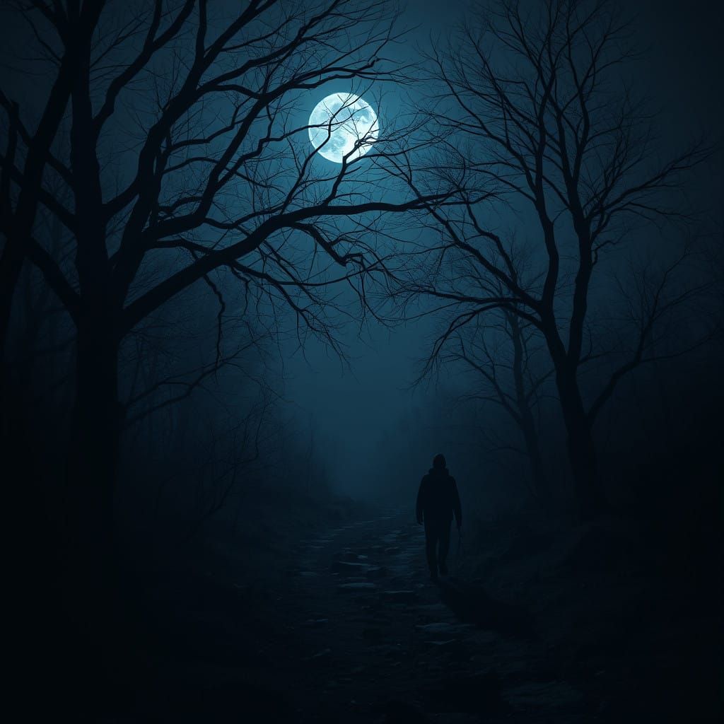 Moonlit Landscape in Dark Ambiance