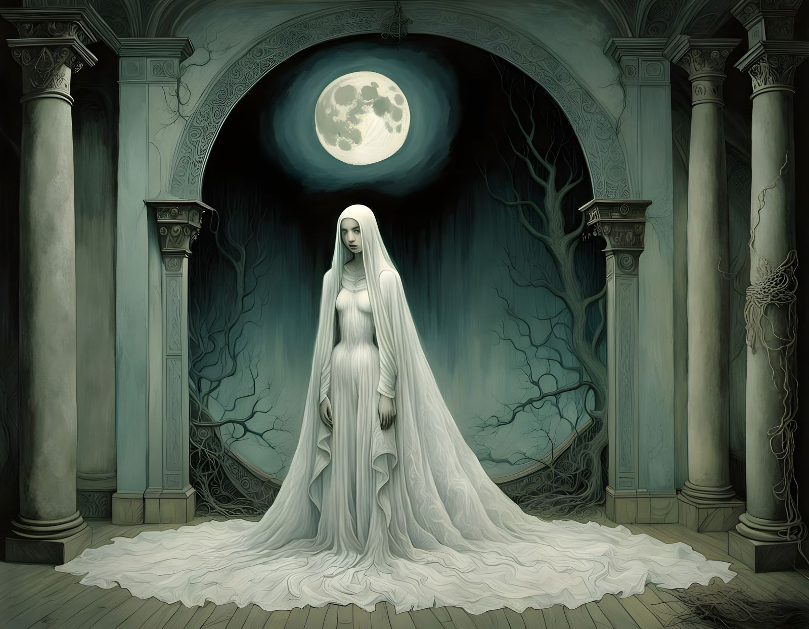 Ghostly Portrait in Ethereal Style