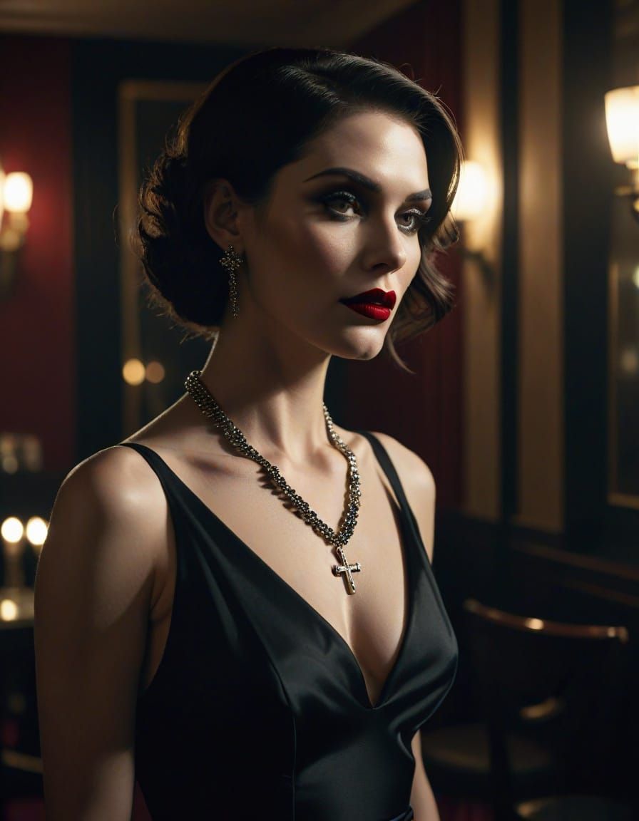 Vintage Glamour in Film Noir Style