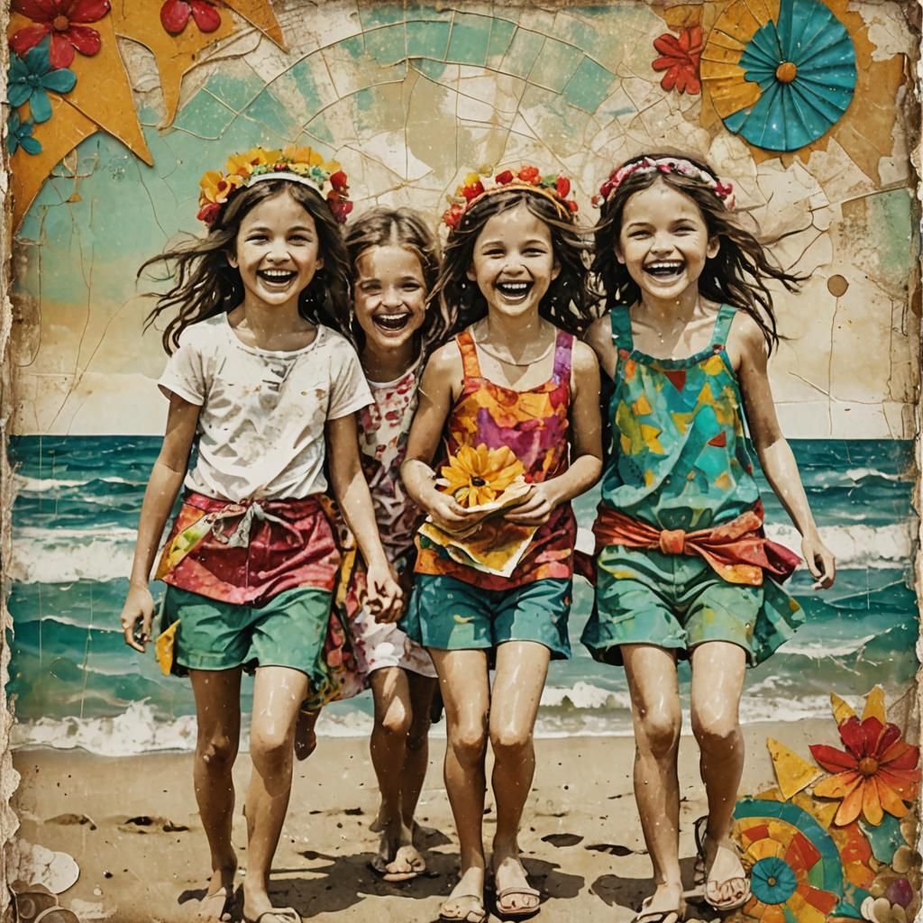 Taco Wonderland: Girls' Joyful Feast in Digital Art