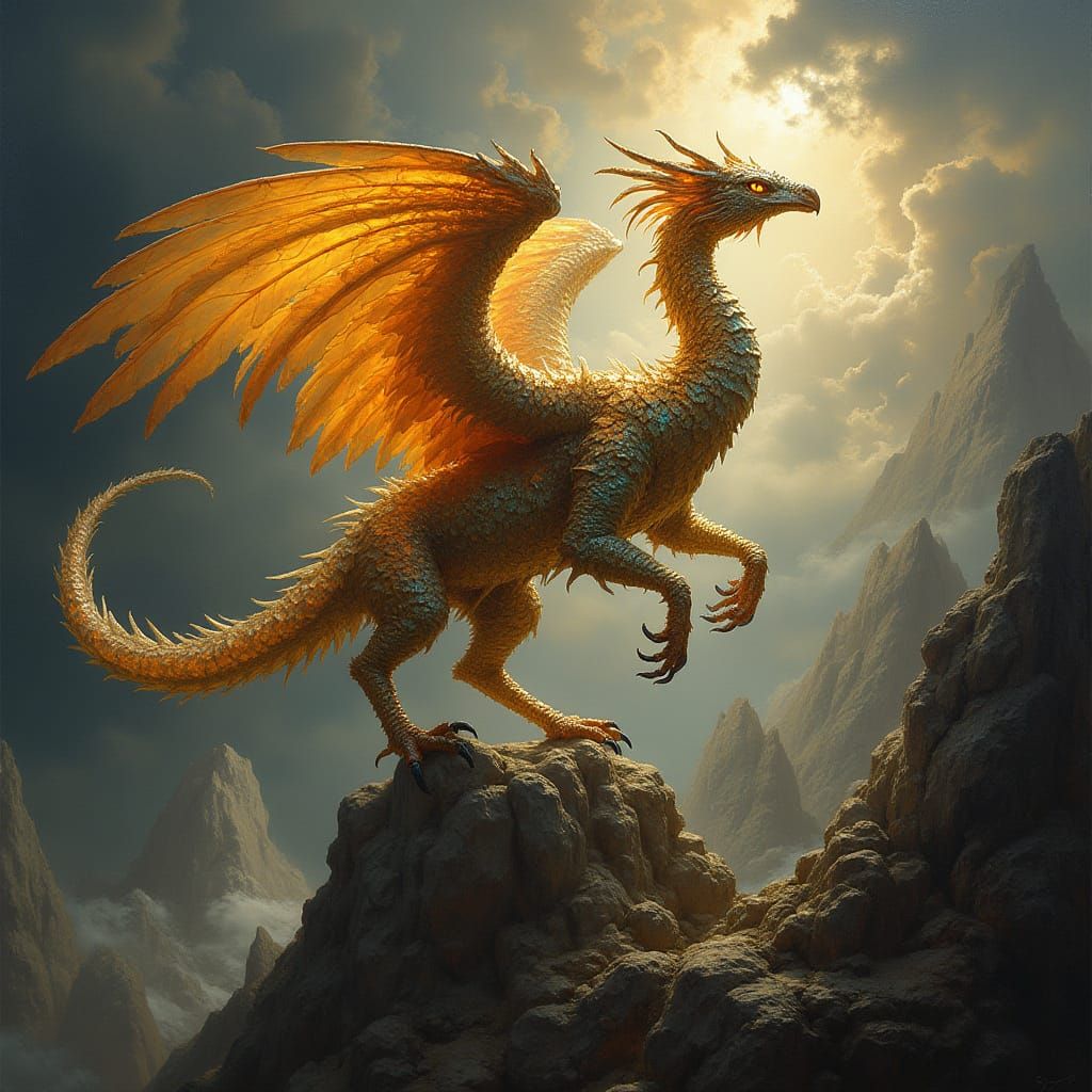 Majestic Winged Creatures in Classical Oil Painting Style