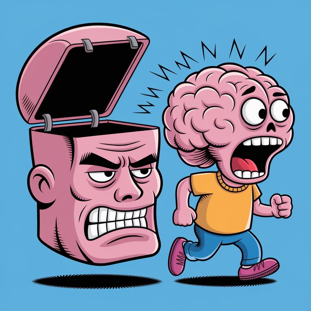 Brain's Hilarious Escape: Grotesque Comic Scene