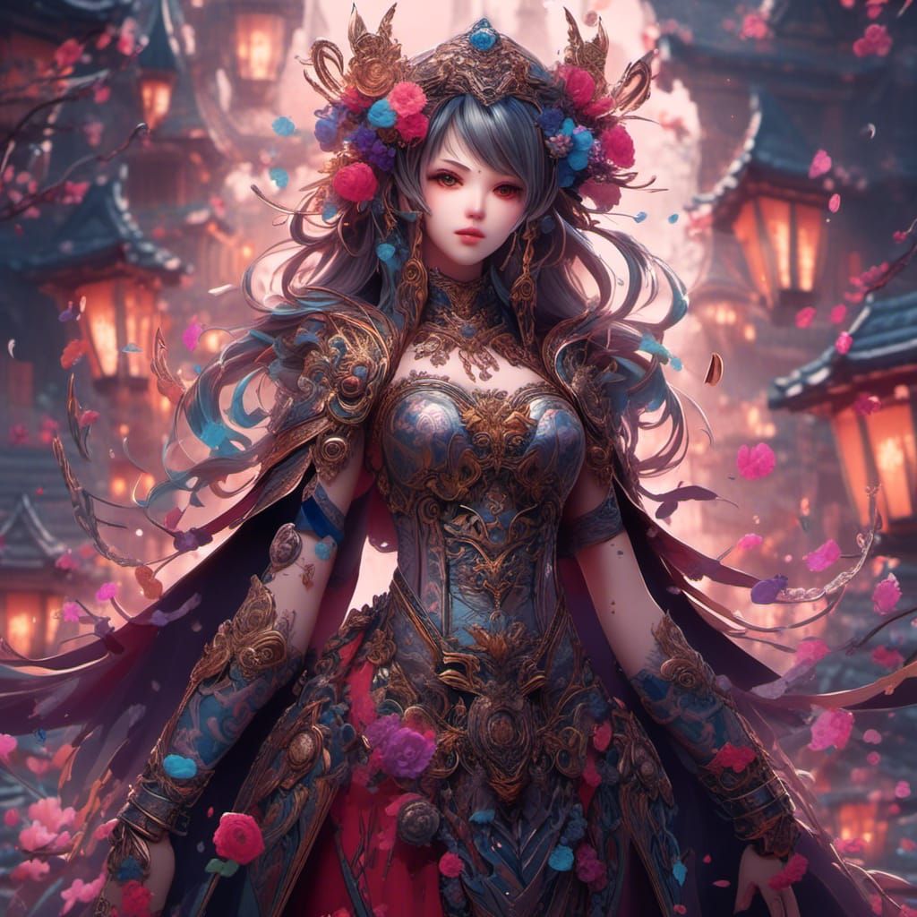 Gothic Manga Goddess in Detailed Matte Painting