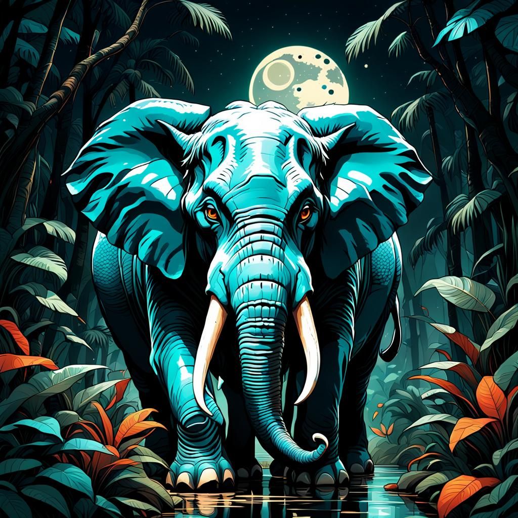 Jungle Elephant Concept Art in 8k Resolution
