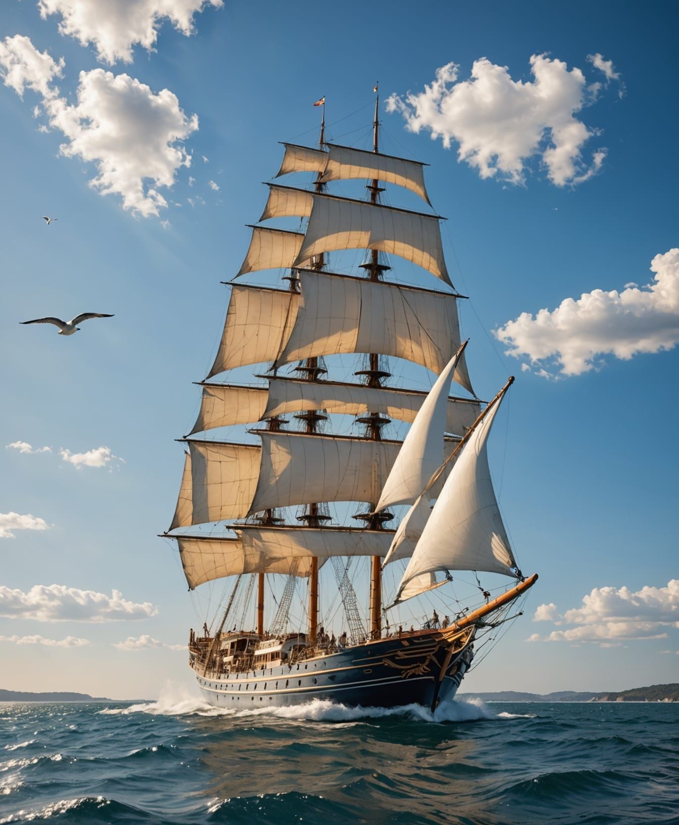 Elegant Sailboat Cruises Serene Ocean Waters