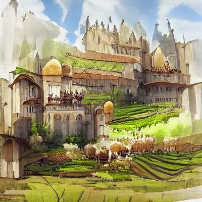 Castle in Fertile Valley Landscape