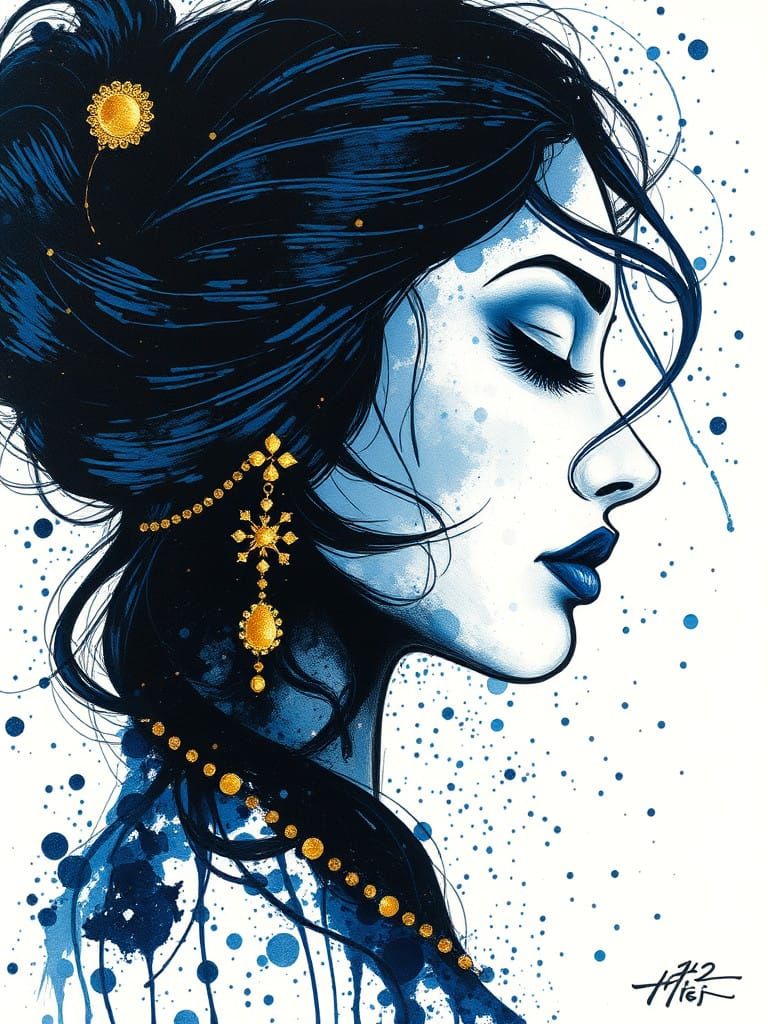 Dreams flow in blue and golden hues